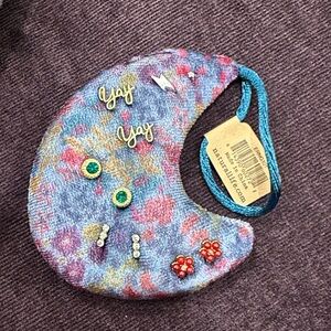 Natural Life 5pr Earring Set on Keepsake Plush Moon Ornament